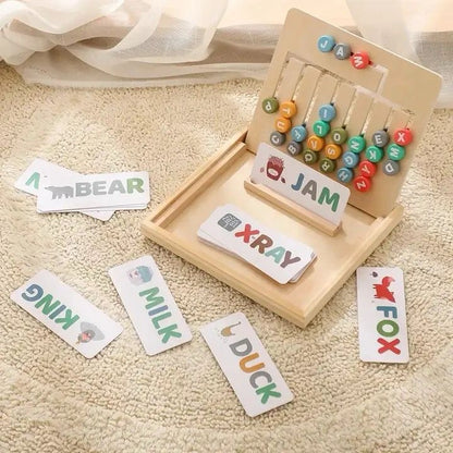 Montessori Wooden Alphabet and Pattern Matching Board – Double-Sided Educational Toy for Letter and Shape Recognition