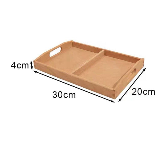 Montessori Wooden Tray with Divider - 2-Compartment Activity Tray
