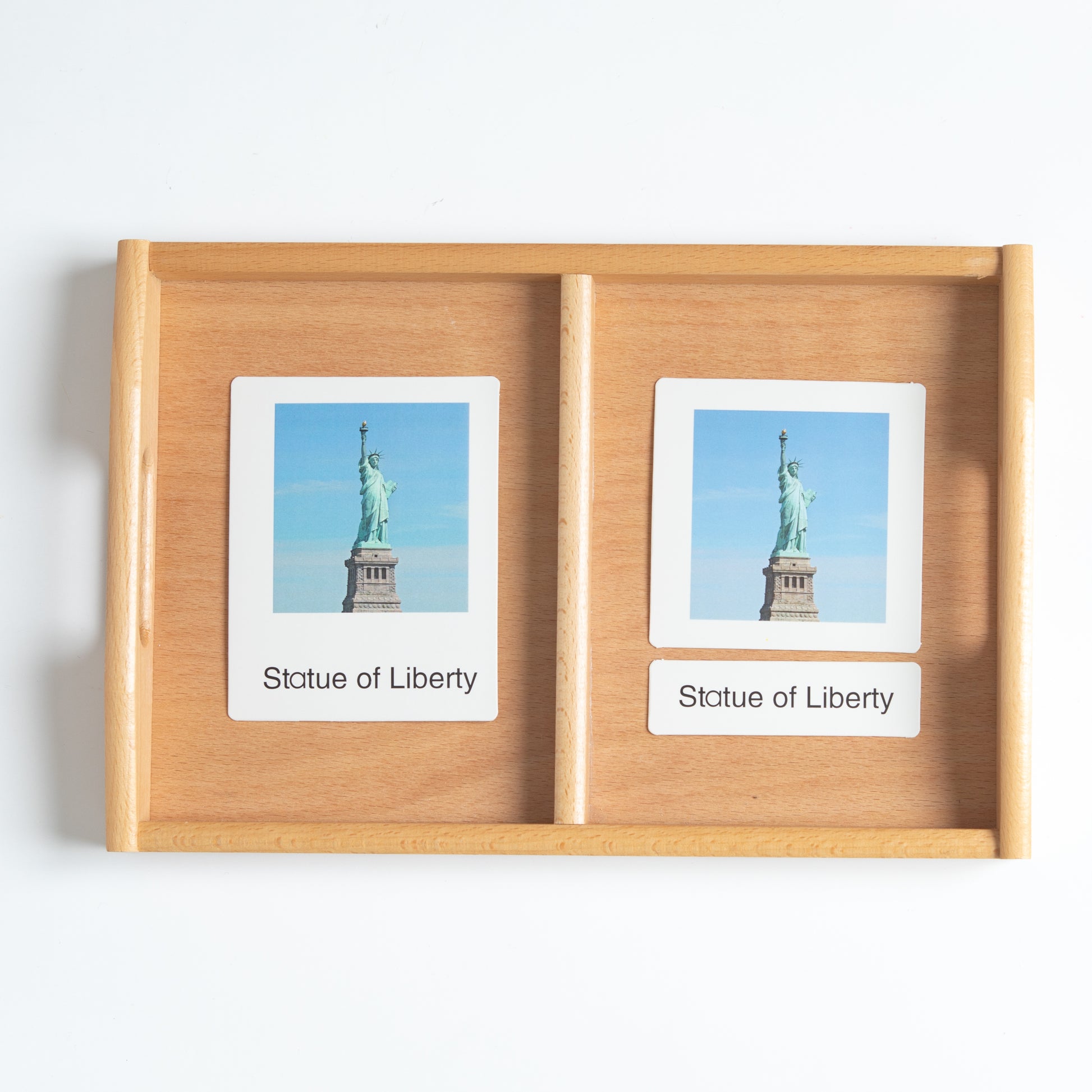 Montessori world landmarks 3-part nomenclature cards used for geography and language development