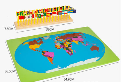 Montessori World Map with Flags - Cultural Geography Material