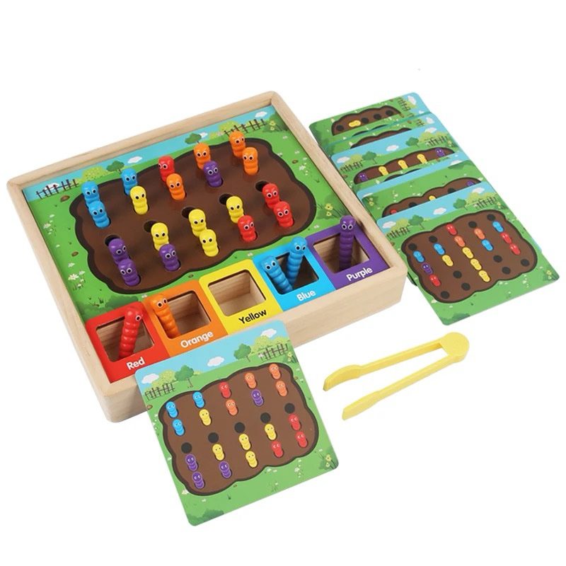 Montessori Worms Color Sorting and Matching Activity – Fine Motor Toy for Toddlers