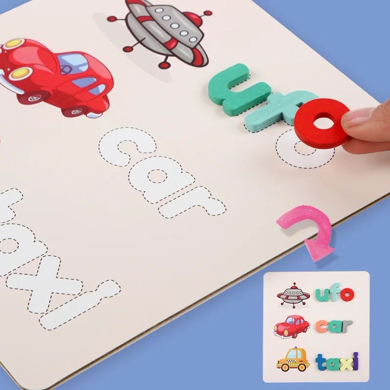 6-in-1 Wooden Alphabet Jigsaw Puzzle – Interactive Learning, Spelling and Fine Motor Development