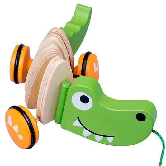 Wooden Alligator Pull Toy – Crawling and Walking Companion for Toddlers