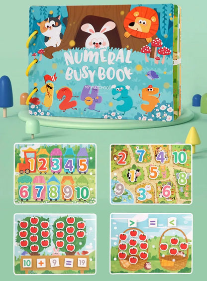 Numerals busy book for toddlers with hands-on math activities and number recognition practice