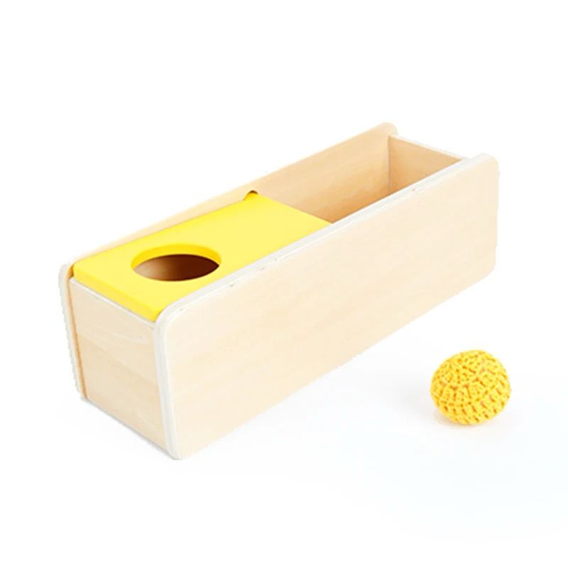 Montessori Object Permanence Box - Sliding Top with Knit Ball