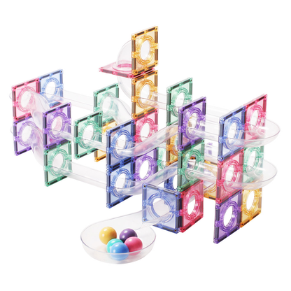 Magnetic Marble Run – 80-Piece – Pastel Color – STEM Building Toy for Kids