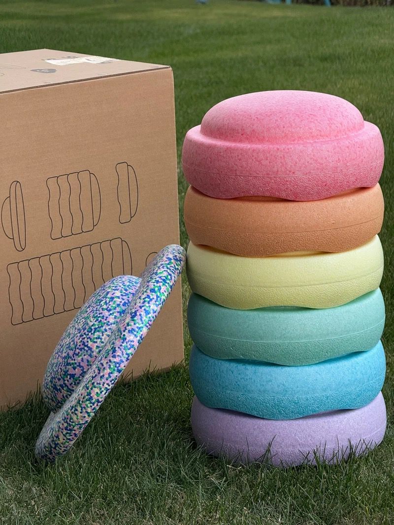 Stepping Stones (Round Pastel) with Balancing Board - Sensory and Gross Motor Development for Kids