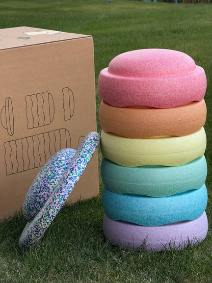 Stepping Stones (Round Pastel) with Balancing Board - Sensory and Gross Motor Development for Kids