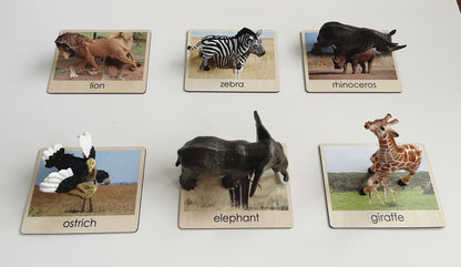 Toddler wild animals | African animals | Object to picture matching large animals set