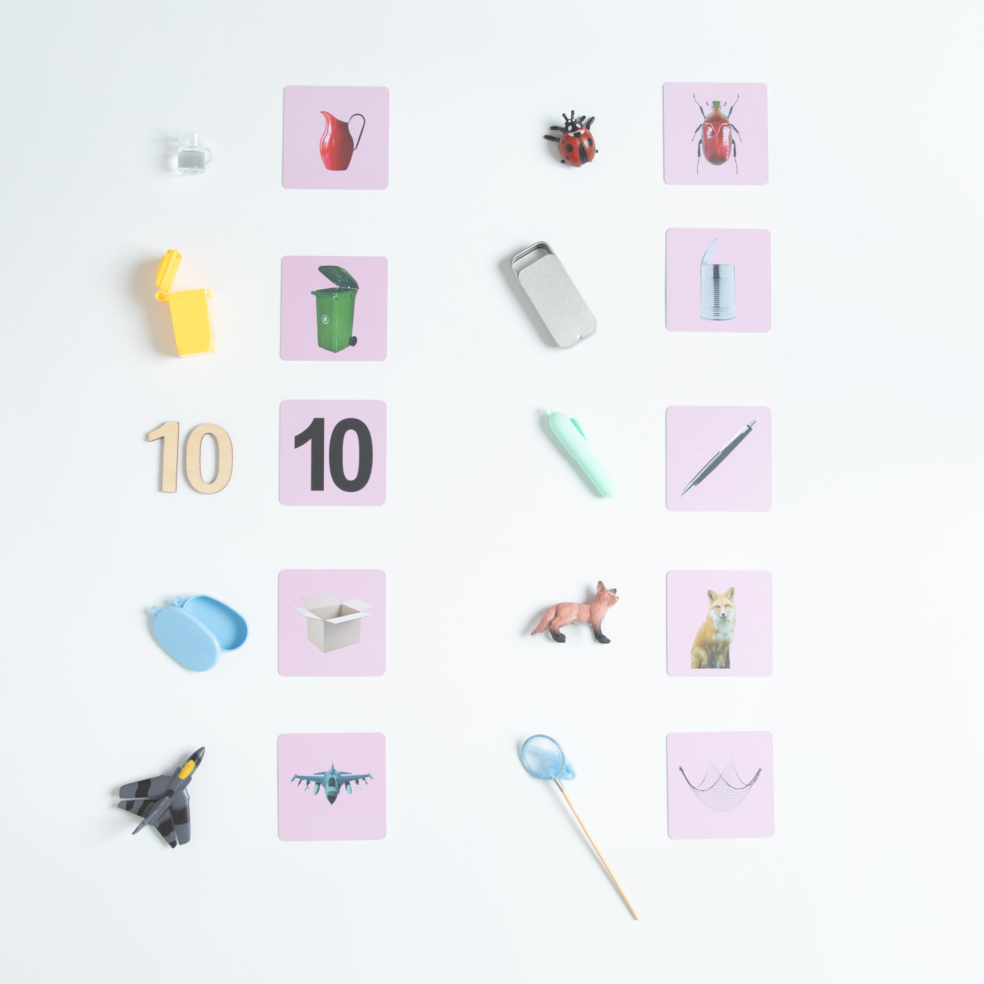 Montessori Pink Series rhyming words matching activity with mixed CVC word families for preschool and kindergarten phonics learning