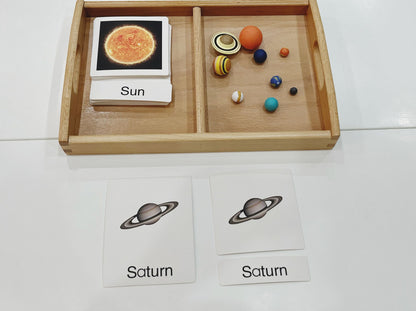 Montessori Classification Set - Solar System - 3-Part Cards (Classified Cards) with Mini Objects