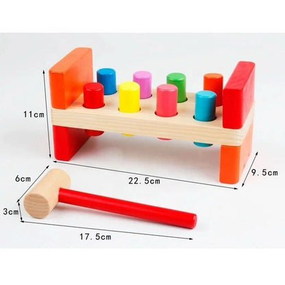 Wooden Pounding Toy - Hammering Bench for Fine Motor Development and Hand-Eye Coordination