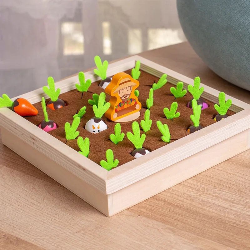 Preschool kids matching carrots game with learning cards