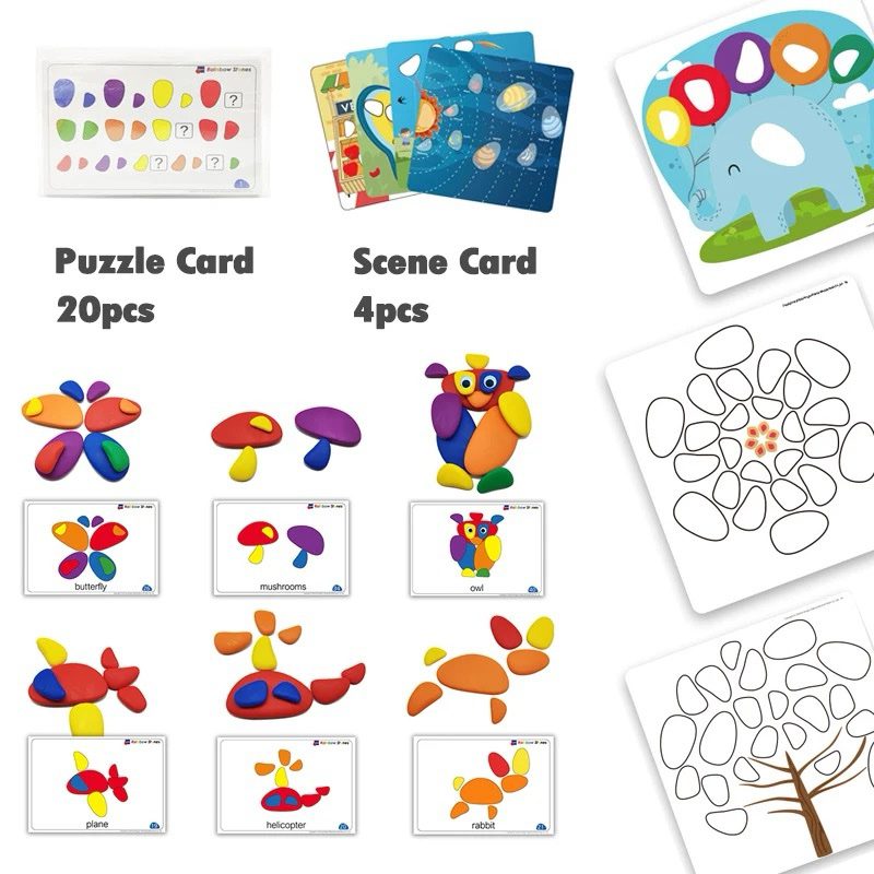 Preschool sensory color sorting pebble set for hands-on learning and creative play