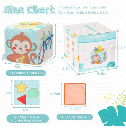 Sensory Tissue Box for Babies – Montessori-Inspired Crinkle and Silk Pull Toy