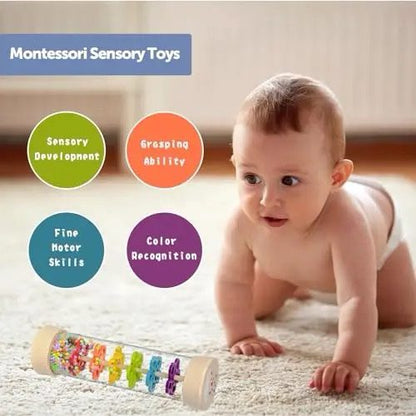 Rainmaker Rattle - Colorful Rain Stick Sensory Toy for Babies