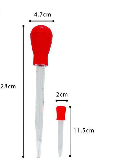 Size guide showing rainbow droppers used for precision water transfer