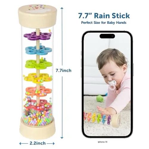 Rainmaker Rattle - Colorful Rain Stick Sensory Toy for Babies