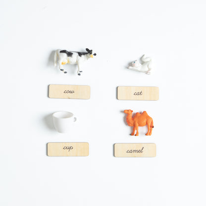 Realistic miniatures for Montessori language work and sound box activities