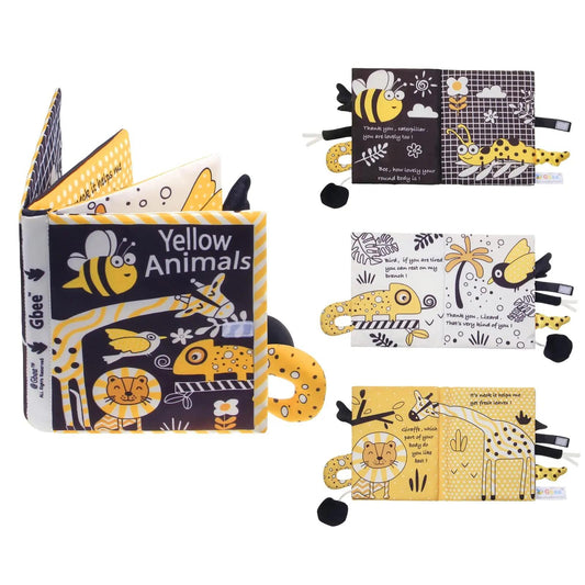 Yellow Animals Cloth Book – Sensory Touch and Feel Book for Babies