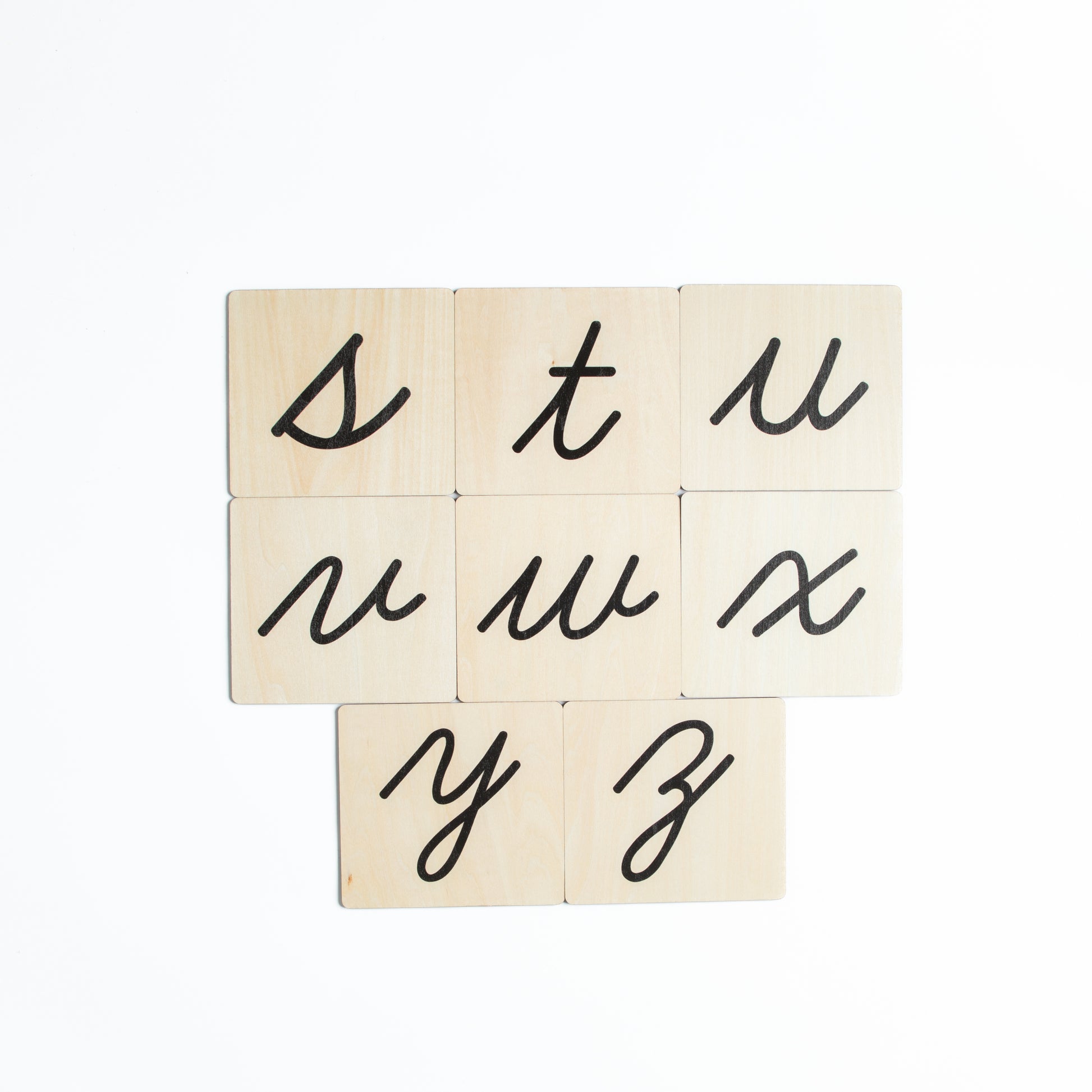Montessori sound pouch for letter X with cursive card and phonics materials
