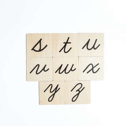 Montessori sound pouch for letter X with cursive card and phonics materials