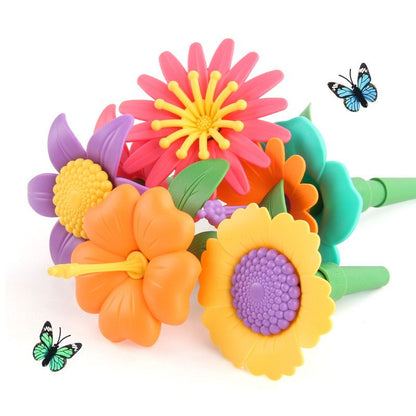 Flower Garden Building Toy - 144-Piece STEM Construction Set with Butterflies and Stackable Parts