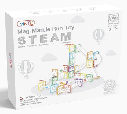 Magnetic Marble Run – 100-Piece – Rainbow Color – STEM Construction Set for Kids