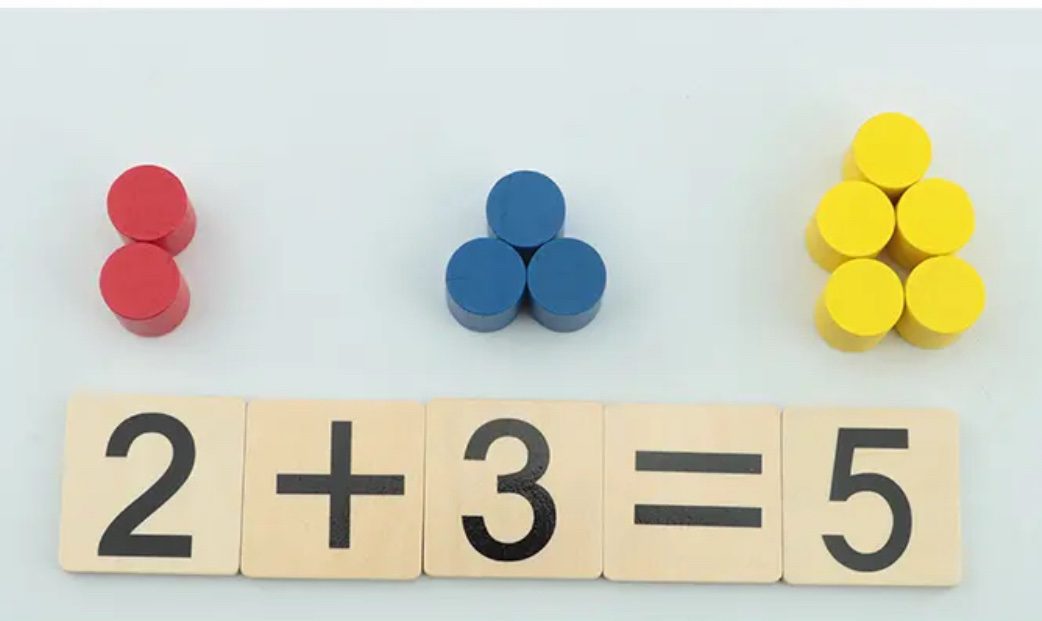 Montessori Ten Frame Math Set - Wooden Counting, Addition and Subtraction Material