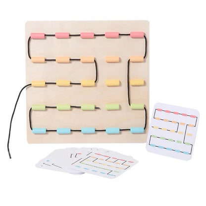 Montessori Fine Motor Threading Game – Pattern Cards and Bead Lacing Board for Toddlers