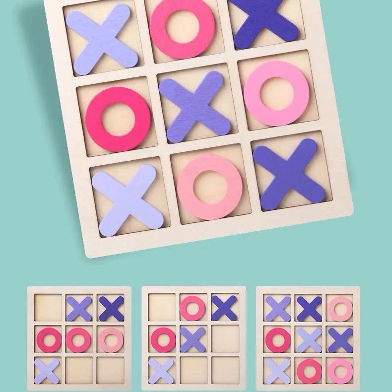 Wooden Tic Tac Toe Game – Classic Strategy Puzzle for Kids and Families