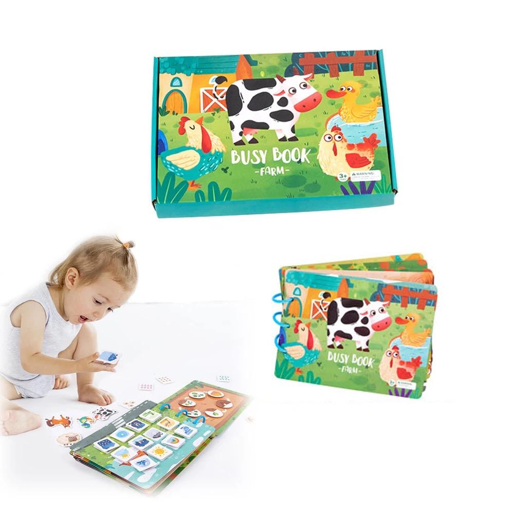 Farm and Dino Busy Book – Interactive Learning Binder with 10 Educational Activities for Toddlers