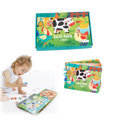 Farm and Dino Busy Book – Interactive Learning Binder with 10 Educational Activities for Toddlers