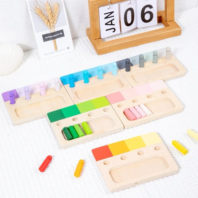 Toddler color shade matching board activity to improve visual perception and early learning