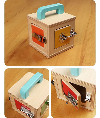 Toddler lockbox showing different child-safe locking mechanisms