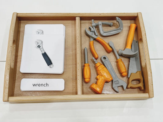 Montessori Classification Set - Tools - 3-Part Cards (Classified Cards) with Mini Objects
