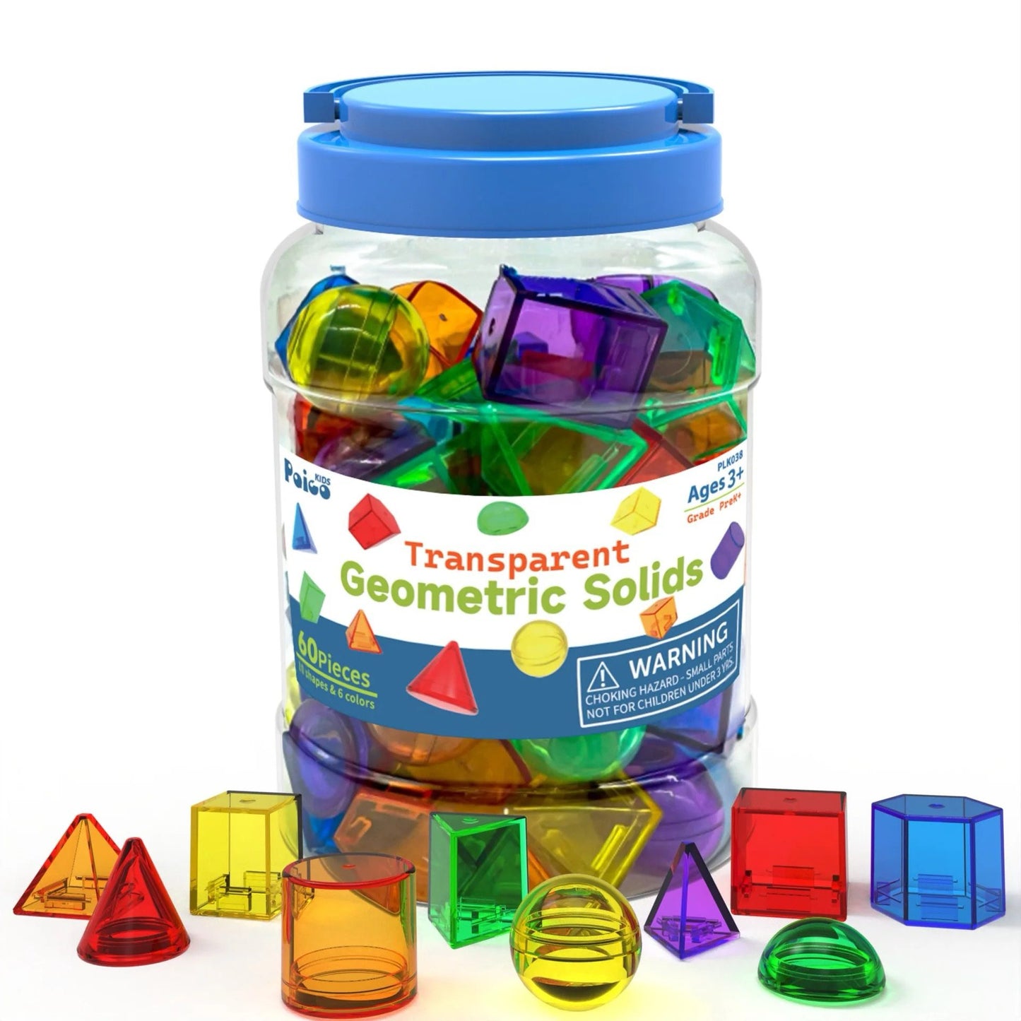 Transparent Geometric Solids - 60 pcs Set for 3D Shape Exploration and Math Learning