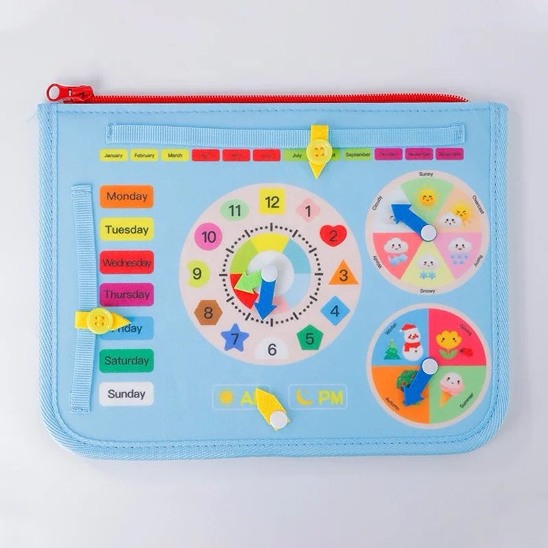 Felt Busy Board for Toddlers – Practical Life Skills Travel Toy with Space, Mermaid and Dino Themes