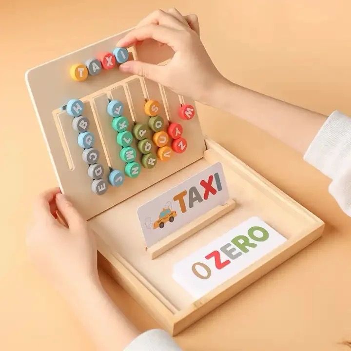 Montessori Wooden Alphabet and Pattern Matching Board – Double-Sided Educational Toy for Letter and Shape Recognition