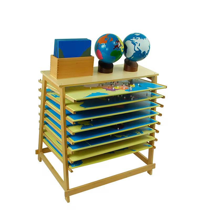 Montessori Puzzle Map Stand - Holds 8 Wooden Continent and Country Maps