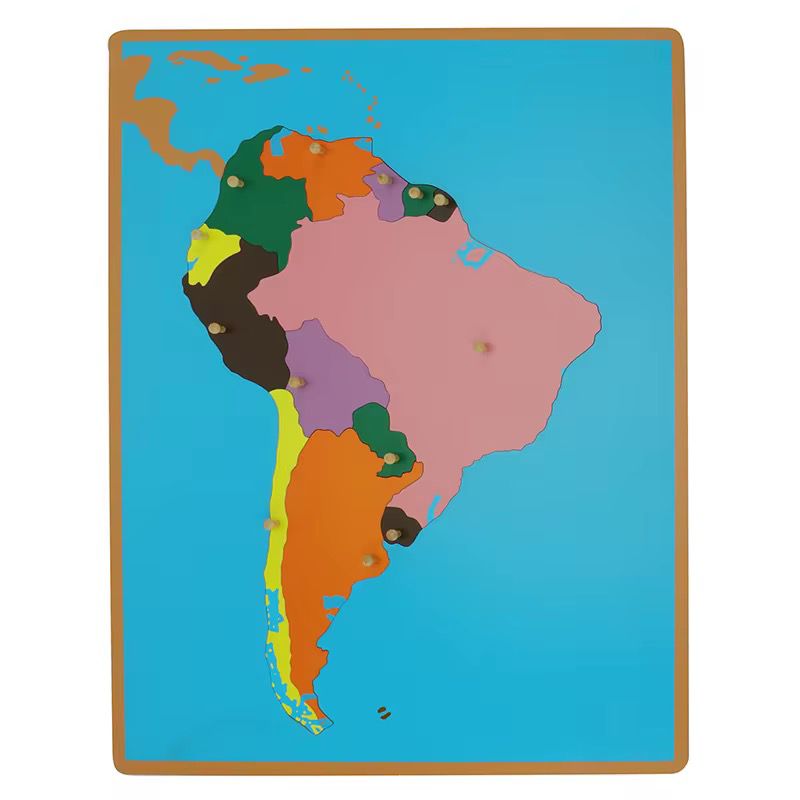 Montessori South America Puzzle Map - Wooden Geography Material for Continent Exploration