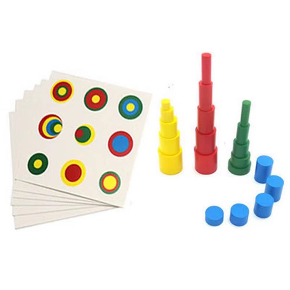 Mini Knobless Cylinders with Control Cards - Montessori Sensorial Material