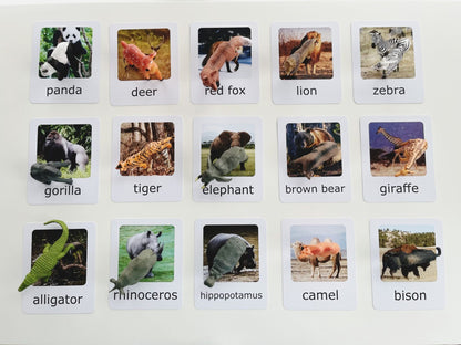 Montessori Animal Matching Set - Wild Animals - Figurines and Cards