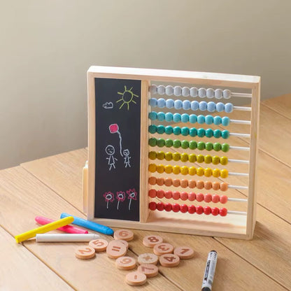 Abacus with Magnetic Chalkboard and Number Blocks – Educational Toy for Counting, Math and Fine Motor Skills