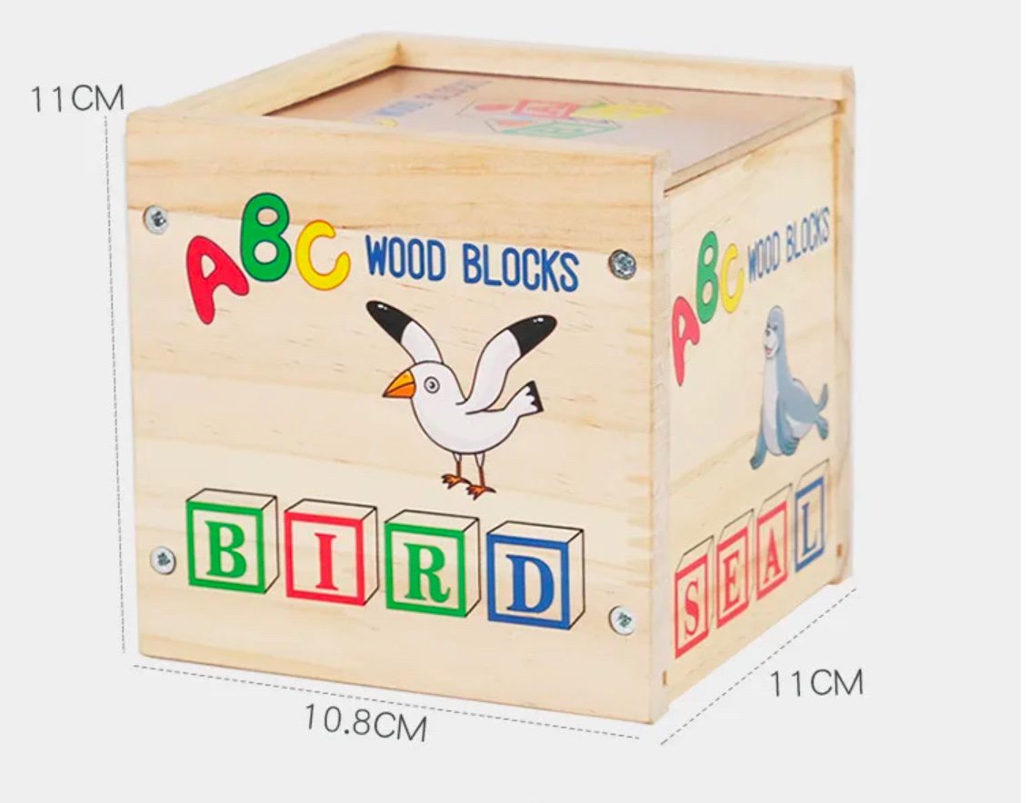 Wooden Alphabet Blocks – Classic ABC Stacking and Learning Toy with Storage Box