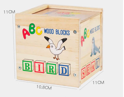 Wooden Alphabet Blocks – Classic ABC Stacking and Learning Toy with Storage Box