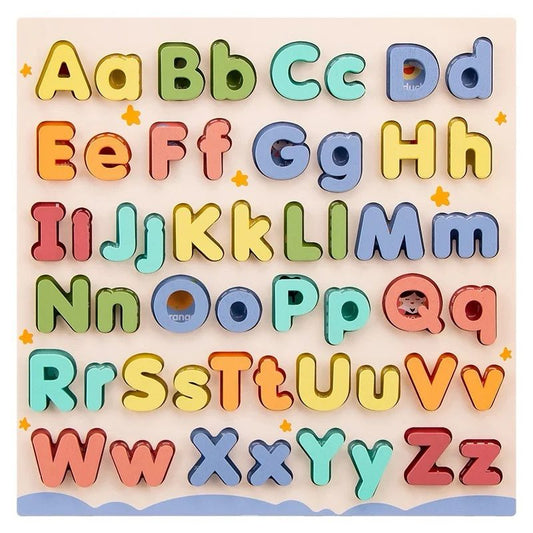 Upper and Lower Case Alphabet Board – Wooden Letter Puzzle for Early Literacy and Letter Recognition