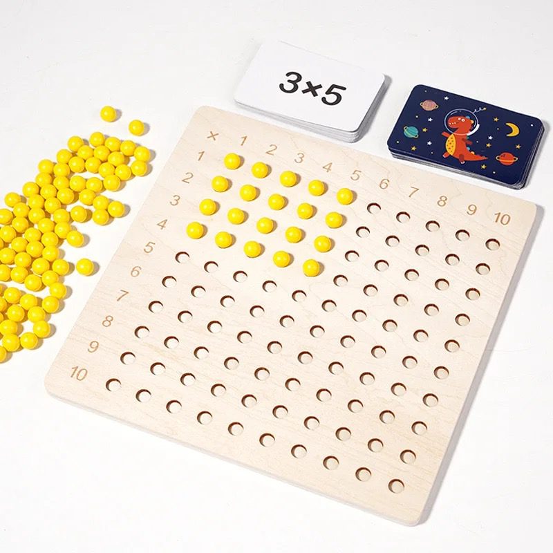 Wooden Multiplication and Division Board – Montessori-Inspired Math Learning Toy