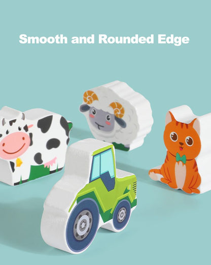 Wooden Barn Shape Sorter - Farm Animal Puzzle and Fine Motor Activity