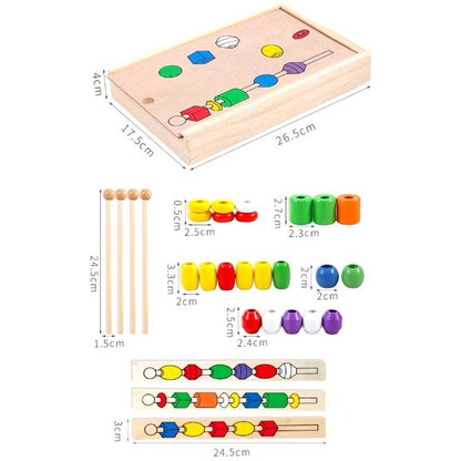 Wooden Bead Stacking and Pattern Matching Game – Fine Motor and STEM Learning Toy